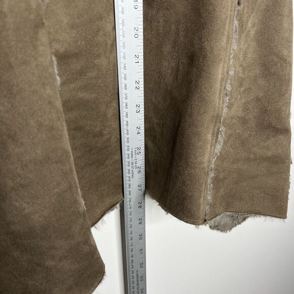 One The Land Vest Womens Medium Faux Fur Lined Faux Suede Brown Casual Boho Open - Picture 9 of 12